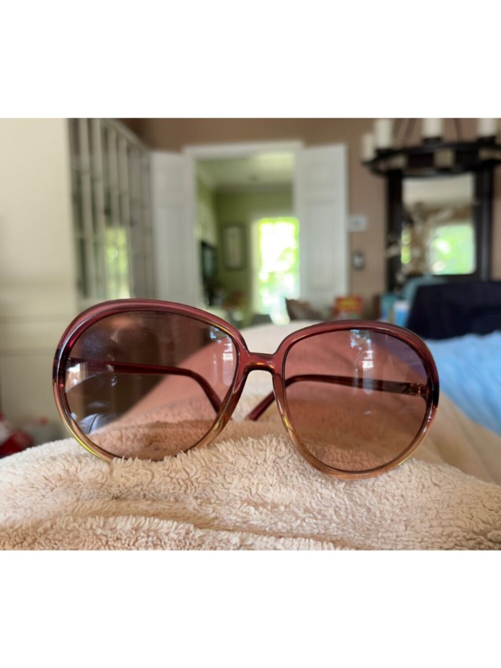 Women's Givenchy Oversized Round Ombre' Burgundy Peach Gradient Tinted Sunglasse - Picture 14 of 16
